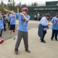 Students and staff dancing.