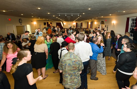 Prom attendees dancing