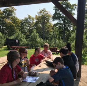 Students discussing their day.