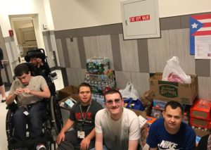 Students with donations.