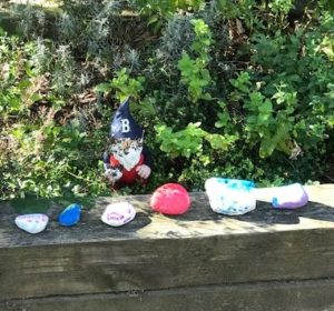 Display of painted rocks