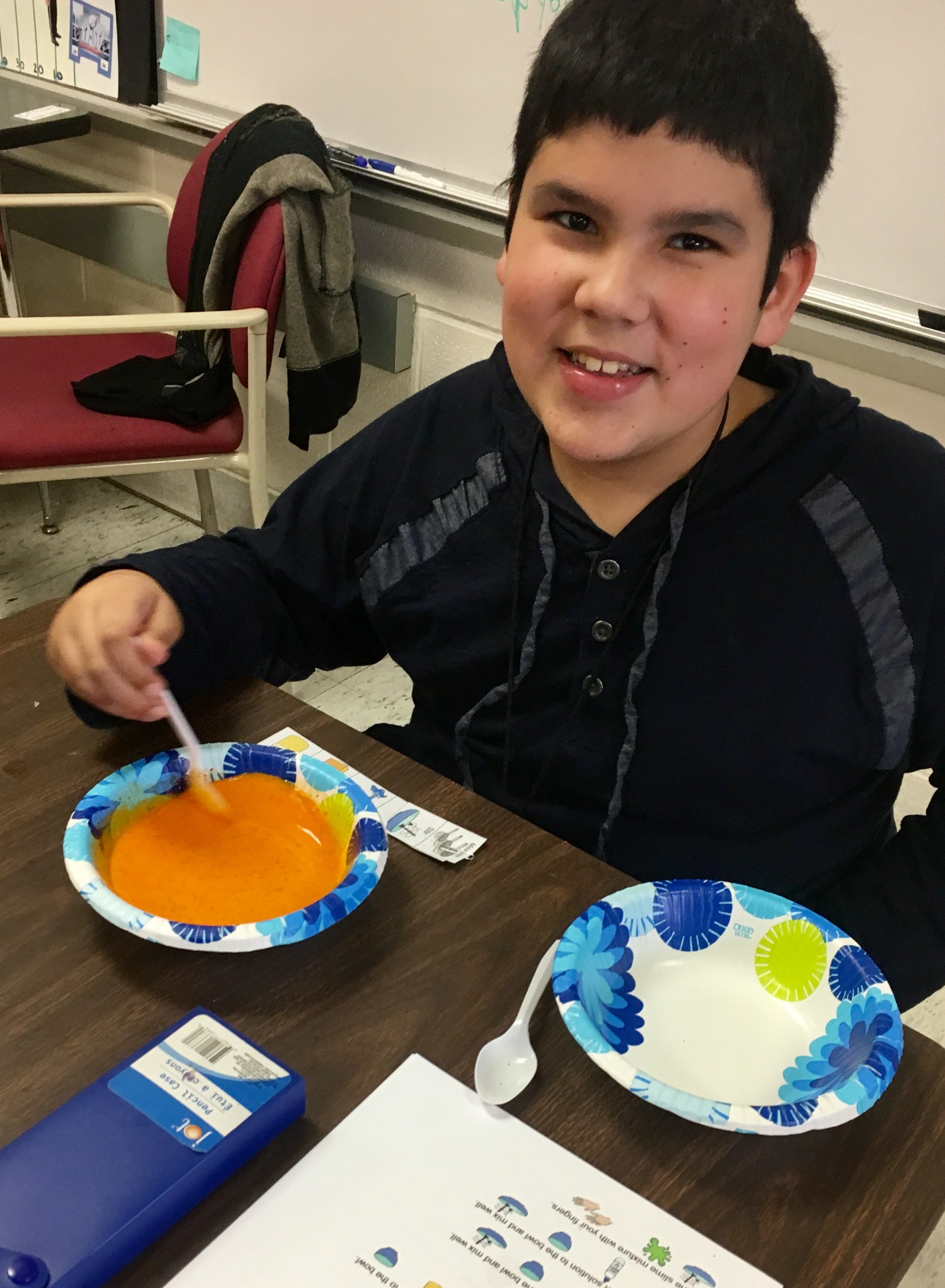 Student making slime.