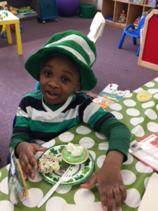 Preparing for St. Patrick's Day.