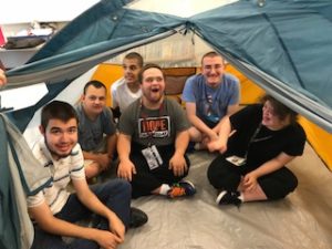 Camping at summer school.