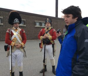 Students meet a regiment reenactment group.
