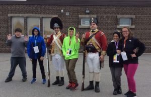 Students meet a regiment reenactment group.