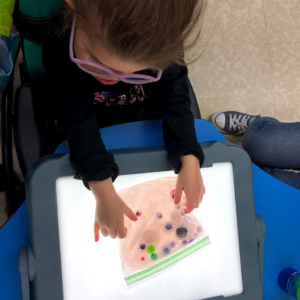 Students discovering their 5 senses.