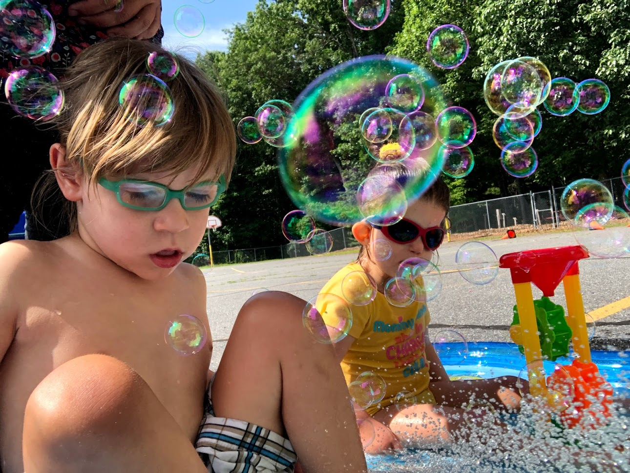 Swimming in the kiddie pool.