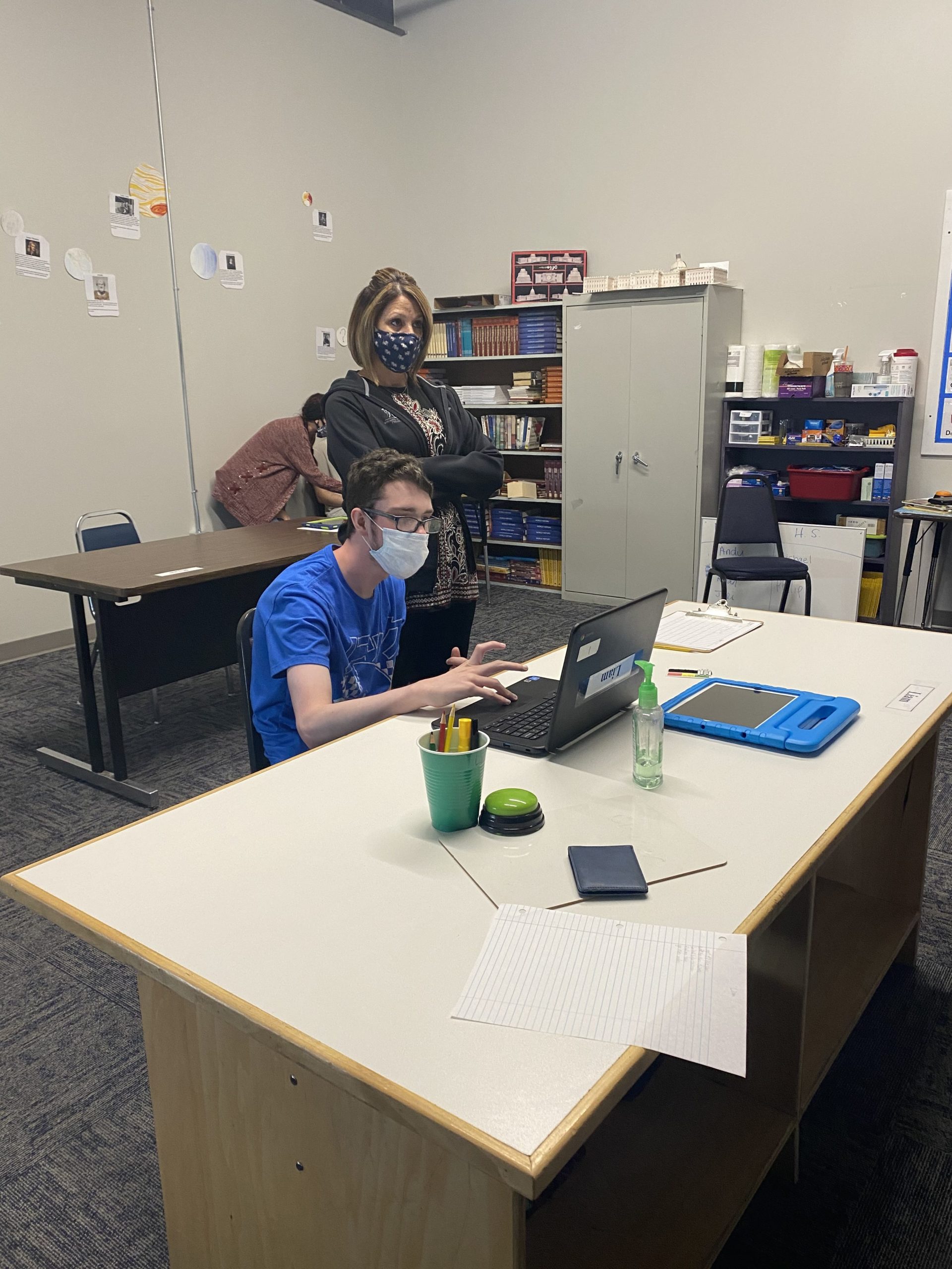 Student learning on laptop